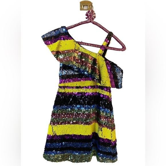 Rare editions Colorful Layered Sequin Cocktail Dress - Picture 7 of 16
